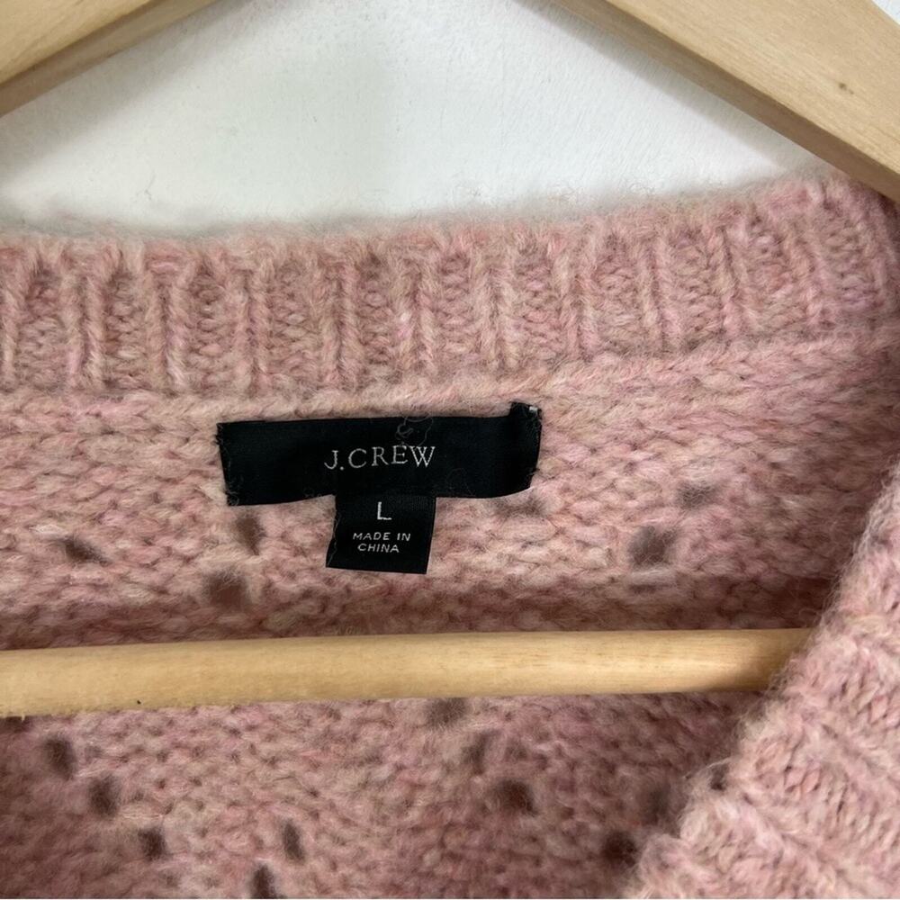 J. Crew Pointelle Heather Pink Crewneck Wool Blend Sweater Size Large - Picture 11 of 13